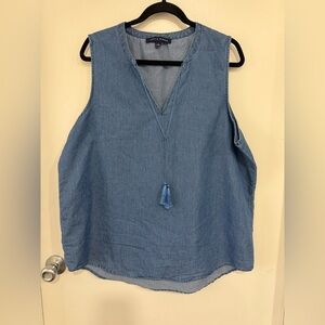 Alex & Parker Sleeveless Denim Blue Top Size XL with tassel